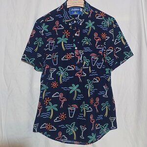 Chubbies Men's The Neon Lights 1/4 Button SS - Navy Graphic - Sz M*
